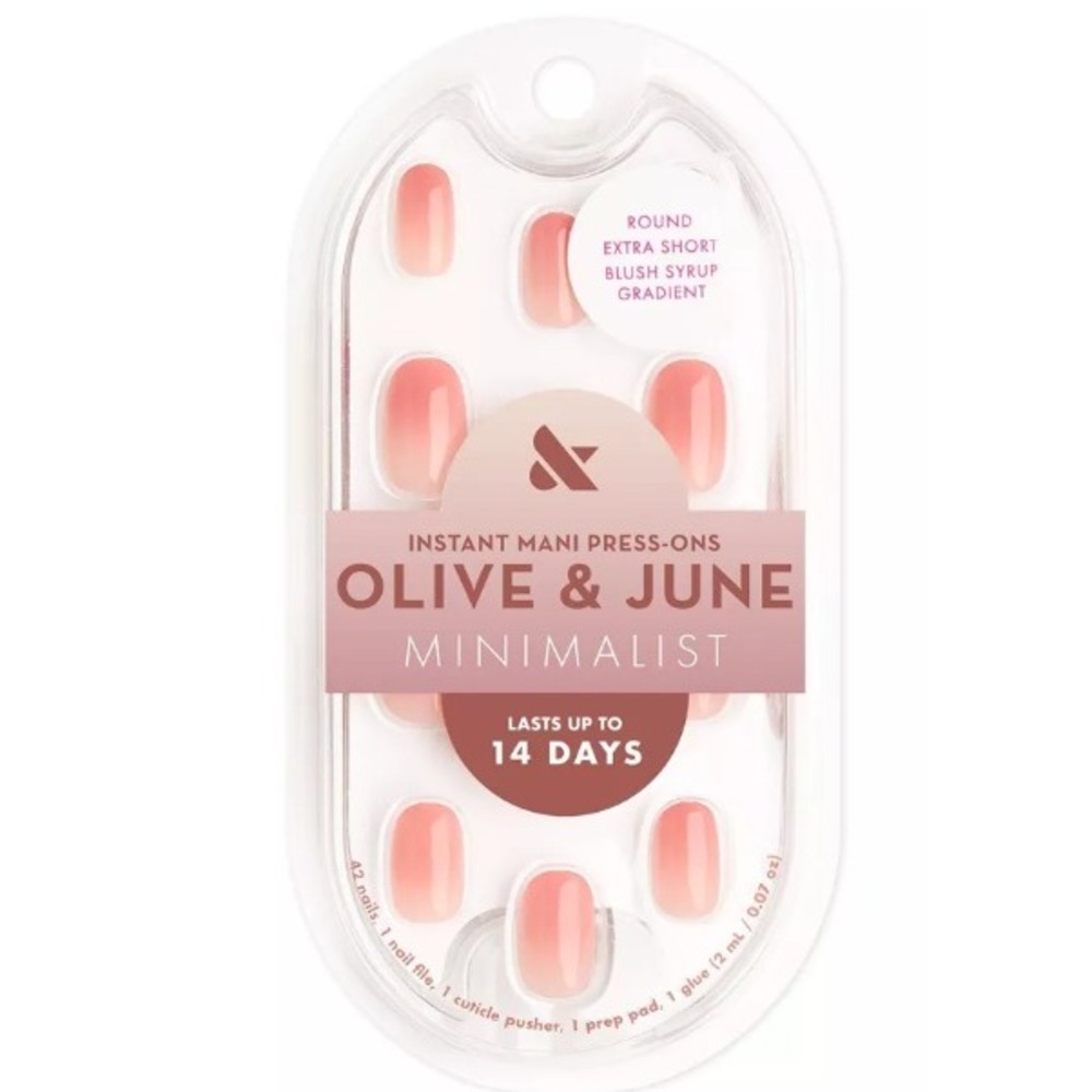 Olive & June Instant Mani Press-Ons Minimalist Blush Syrup Gradient Round Short